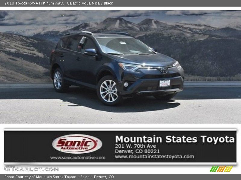 Galactic Aqua Mica / Black 2018 Toyota RAV4 Platinum AWD