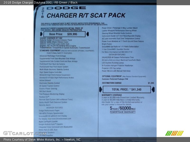 F8 Green / Black 2018 Dodge Charger Daytona 392