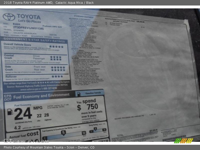 Galactic Aqua Mica / Black 2018 Toyota RAV4 Platinum AWD
