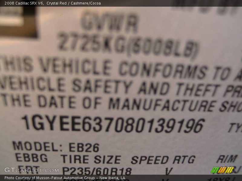 Crystal Red / Cashmere/Cocoa 2008 Cadillac SRX V6