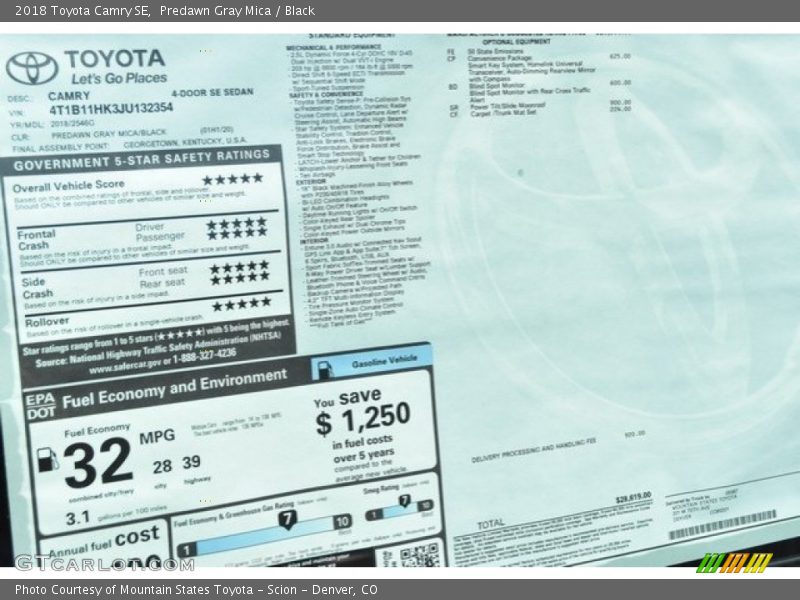 Predawn Gray Mica / Black 2018 Toyota Camry SE