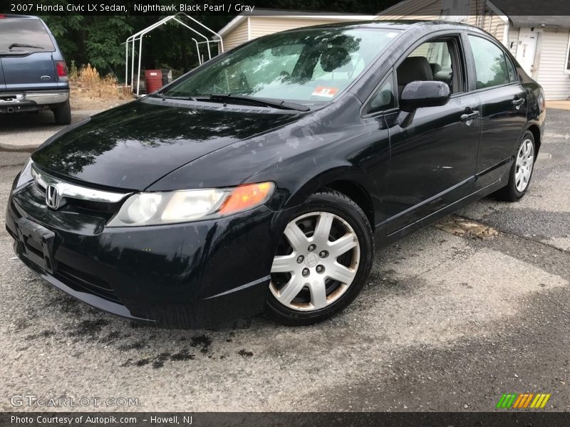 Nighthawk Black Pearl / Gray 2007 Honda Civic LX Sedan