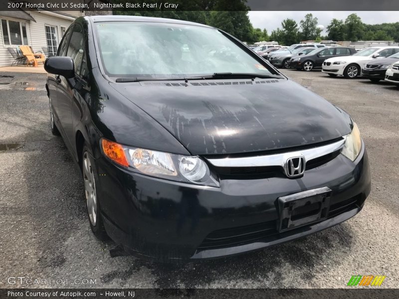 Nighthawk Black Pearl / Gray 2007 Honda Civic LX Sedan