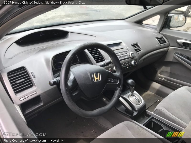 Nighthawk Black Pearl / Gray 2007 Honda Civic LX Sedan