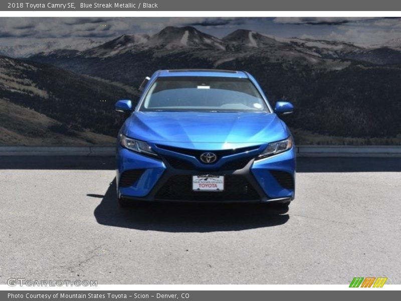 Blue Streak Metallic / Black 2018 Toyota Camry SE
