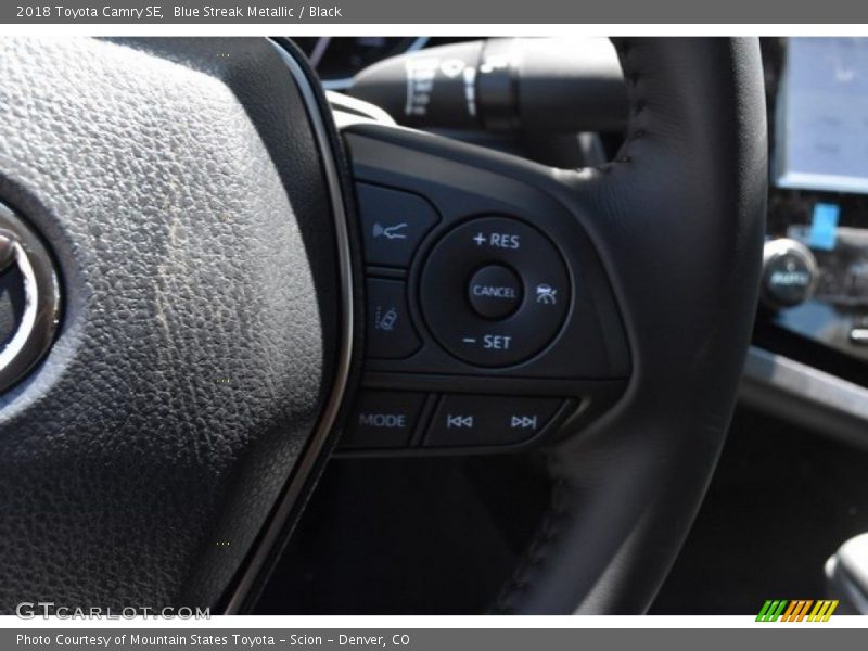Blue Streak Metallic / Black 2018 Toyota Camry SE