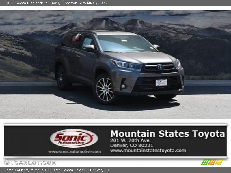 Predawn Gray Mica / Black 2018 Toyota Highlander SE AWD