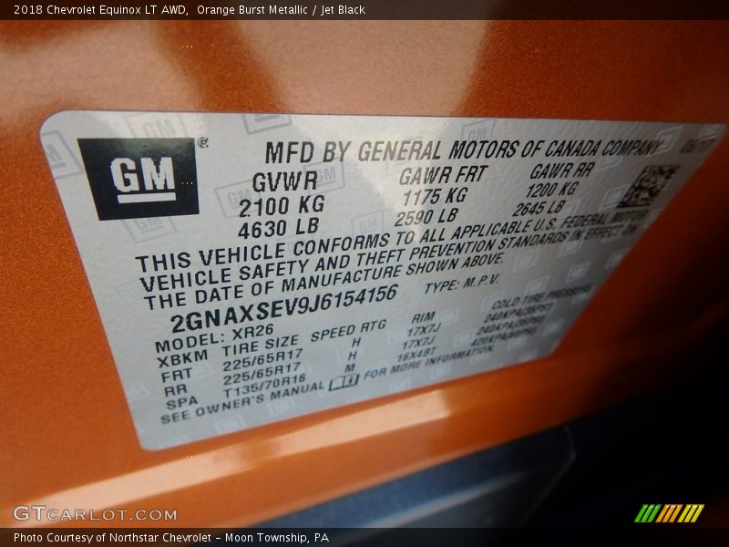 Orange Burst Metallic / Jet Black 2018 Chevrolet Equinox LT AWD