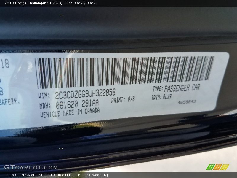 Pitch Black / Black 2018 Dodge Challenger GT AWD