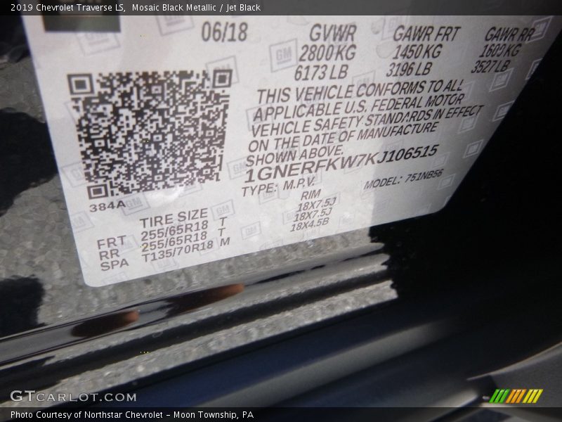 Mosaic Black Metallic / Jet Black 2019 Chevrolet Traverse LS