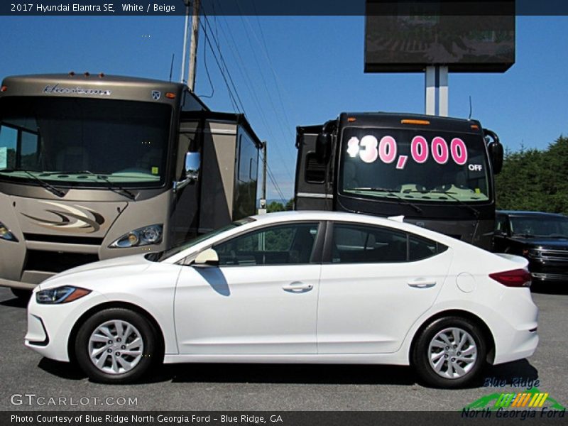 White / Beige 2017 Hyundai Elantra SE