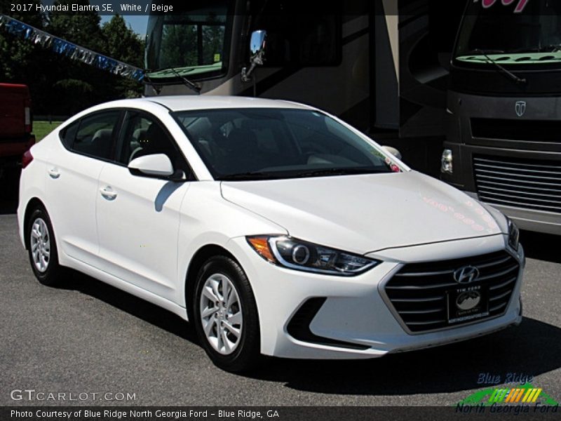 White / Beige 2017 Hyundai Elantra SE