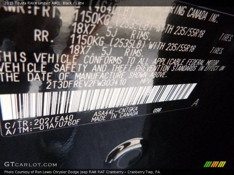 Black / Latte 2015 Toyota RAV4 Limited AWD