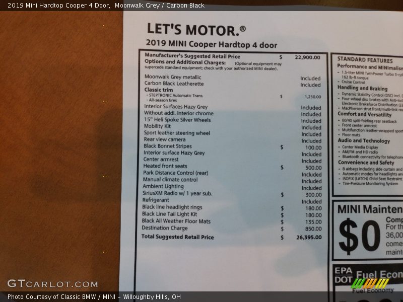 Moonwalk Grey / Carbon Black 2019 Mini Hardtop Cooper 4 Door