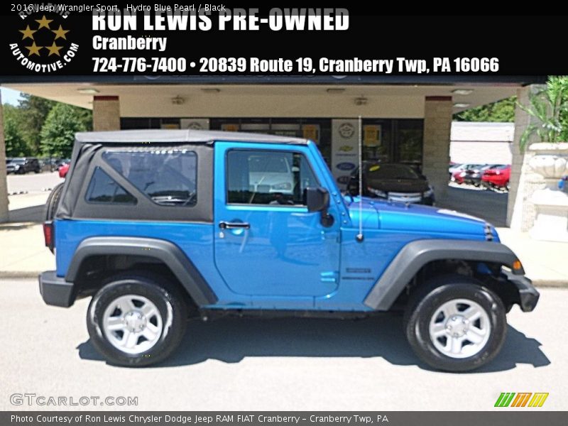 Hydro Blue Pearl / Black 2016 Jeep Wrangler Sport
