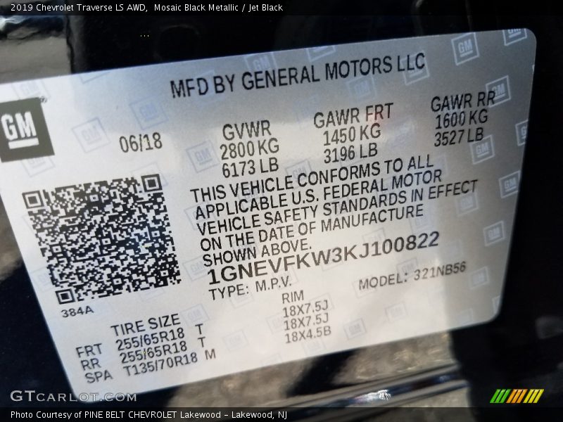 Mosaic Black Metallic / Jet Black 2019 Chevrolet Traverse LS AWD