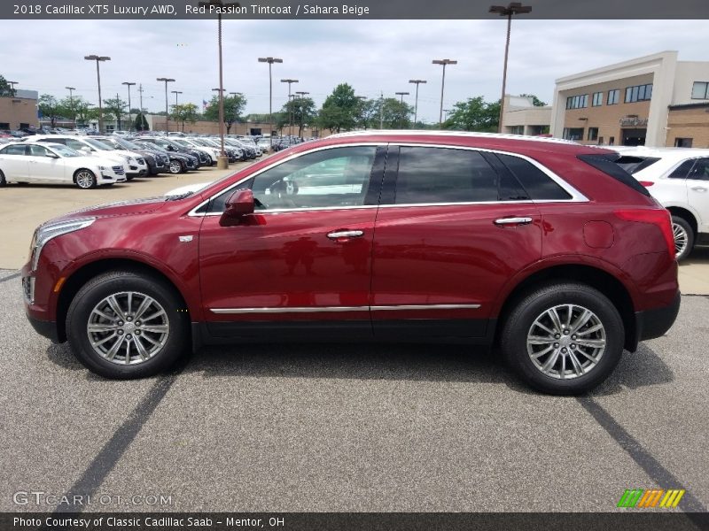 Red Passion Tintcoat / Sahara Beige 2018 Cadillac XT5 Luxury AWD