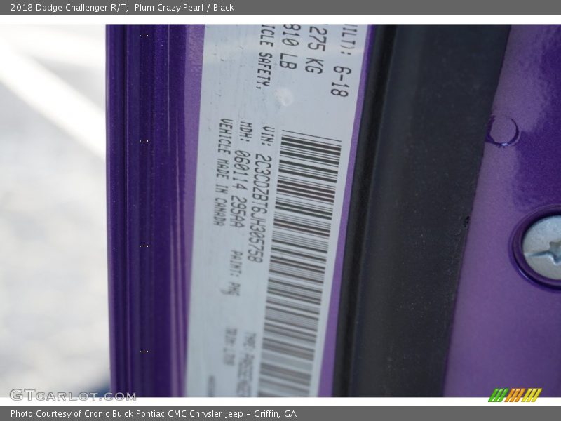 Plum Crazy Pearl / Black 2018 Dodge Challenger R/T
