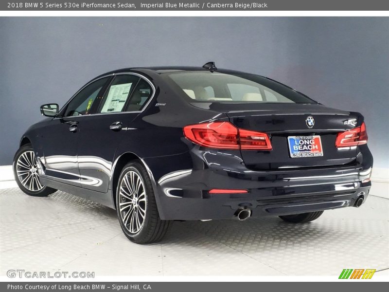 Imperial Blue Metallic / Canberra Beige/Black 2018 BMW 5 Series 530e iPerfomance Sedan