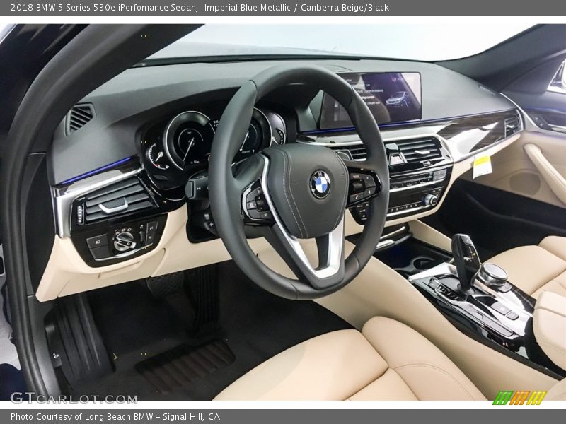 Imperial Blue Metallic / Canberra Beige/Black 2018 BMW 5 Series 530e iPerfomance Sedan