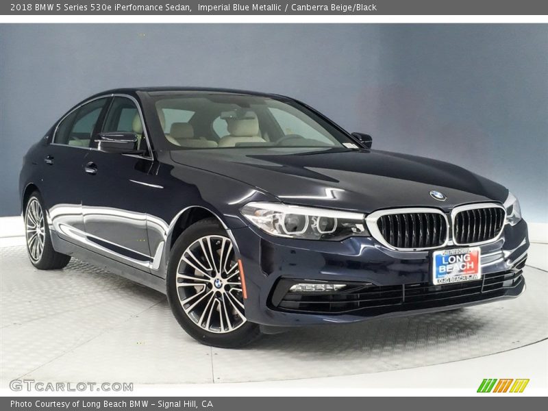 Imperial Blue Metallic / Canberra Beige/Black 2018 BMW 5 Series 530e iPerfomance Sedan