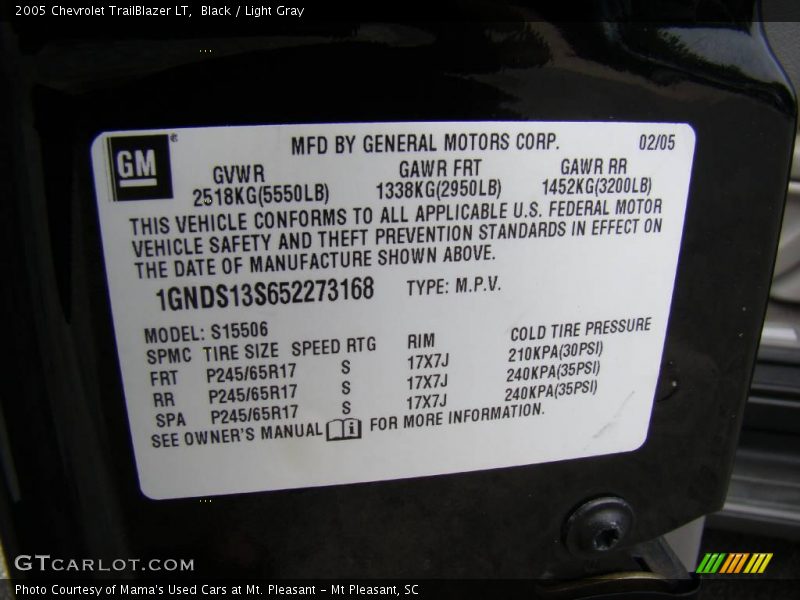 Black / Light Gray 2005 Chevrolet TrailBlazer LT