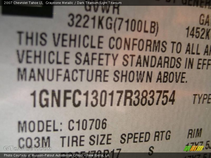 Graystone Metallic / Dark Titanium/Light Titanium 2007 Chevrolet Tahoe LS