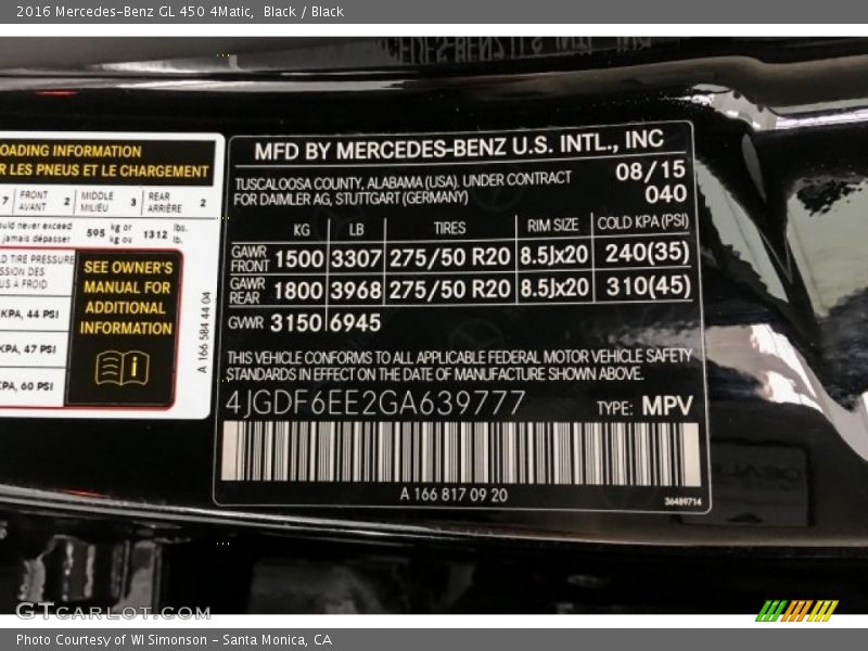Black / Black 2016 Mercedes-Benz GL 450 4Matic