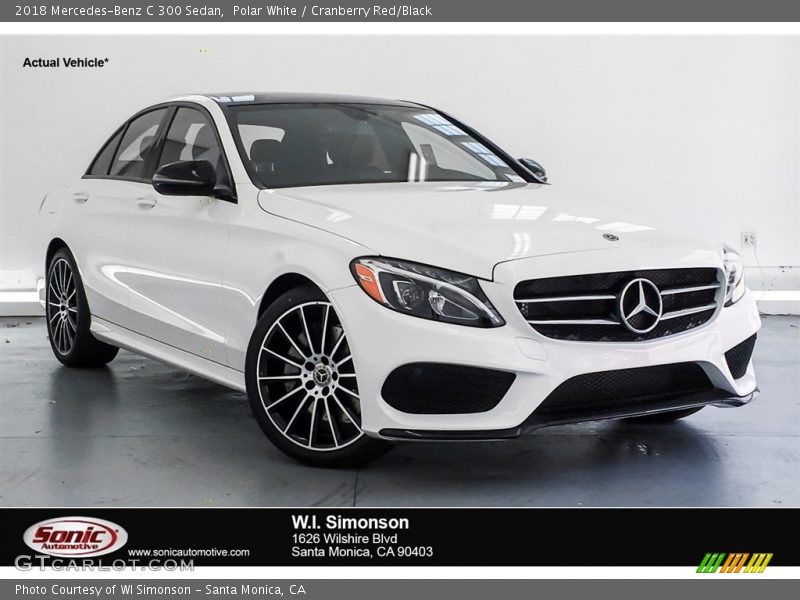 Polar White / Cranberry Red/Black 2018 Mercedes-Benz C 300 Sedan