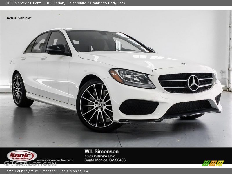 Polar White / Cranberry Red/Black 2018 Mercedes-Benz C 300 Sedan