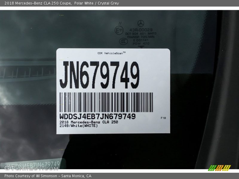 Polar White / Crystal Grey 2018 Mercedes-Benz CLA 250 Coupe
