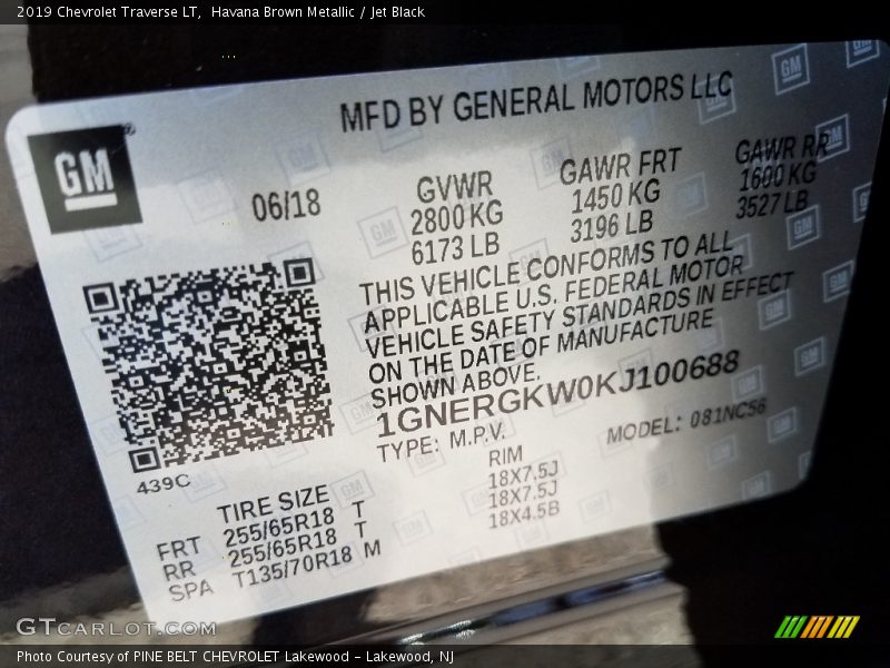 Havana Brown Metallic / Jet Black 2019 Chevrolet Traverse LT