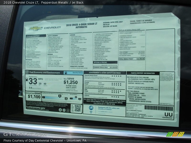 Pepperdust Metallic / Jet Black 2018 Chevrolet Cruze LT