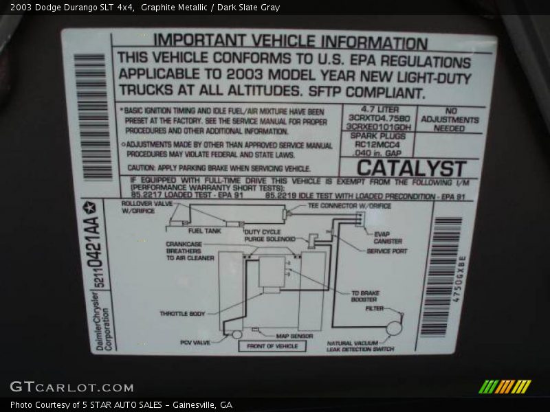 Graphite Metallic / Dark Slate Gray 2003 Dodge Durango SLT 4x4