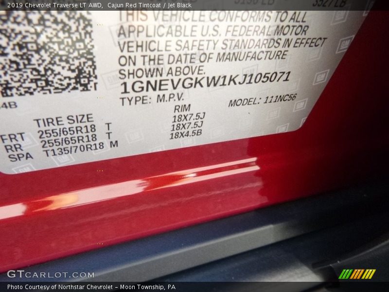 Cajun Red Tintcoat / Jet Black 2019 Chevrolet Traverse LT AWD