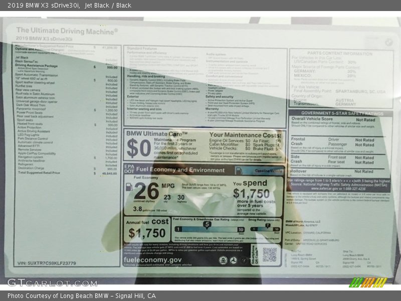 Jet Black / Black 2019 BMW X3 sDrive30i