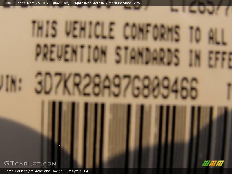 Bright Silver Metallic / Medium Slate Gray 2007 Dodge Ram 2500 ST Quad Cab