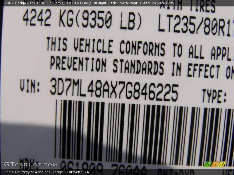 Brilliant Black Crystal Pearl / Medium Slate Gray 2007 Dodge Ram 3500 Big Horn Quad Cab Dually