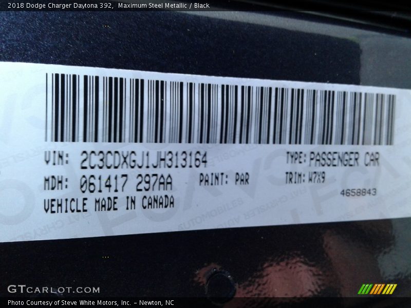 Maximum Steel Metallic / Black 2018 Dodge Charger Daytona 392