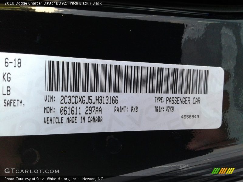 Pitch Black / Black 2018 Dodge Charger Daytona 392