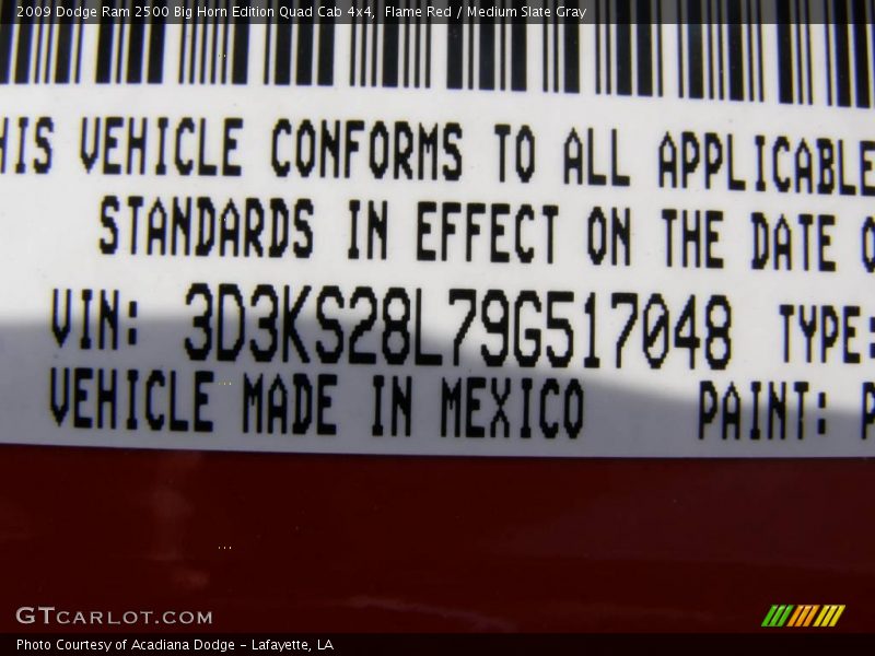 Flame Red / Medium Slate Gray 2009 Dodge Ram 2500 Big Horn Edition Quad Cab 4x4