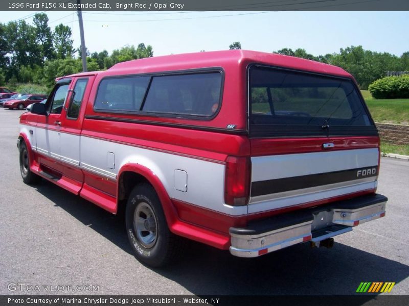 Bright Red / Opal Grey 1996 Ford F150 XL Extended Cab