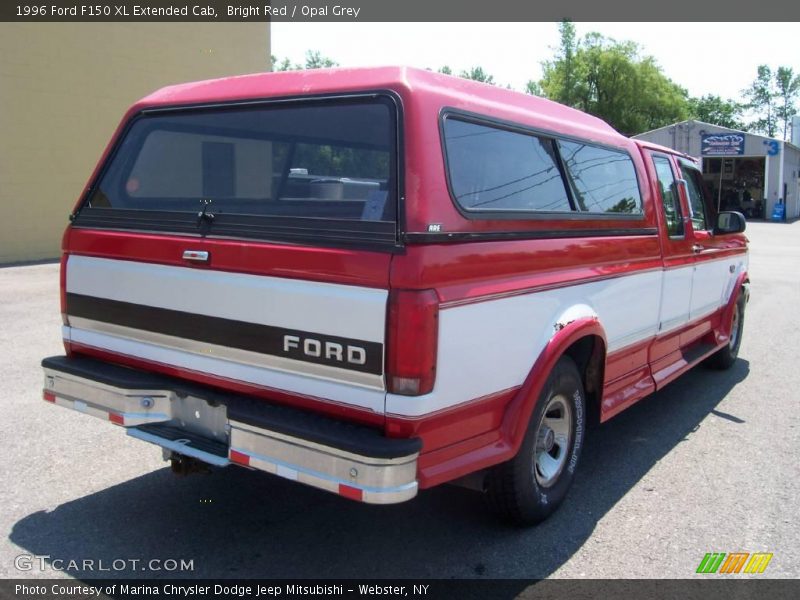 Bright Red / Opal Grey 1996 Ford F150 XL Extended Cab