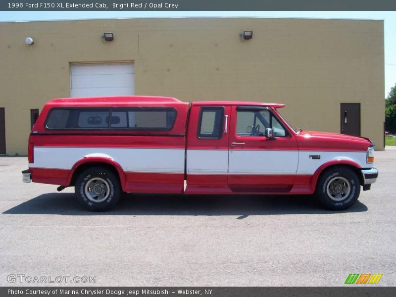 Bright Red / Opal Grey 1996 Ford F150 XL Extended Cab