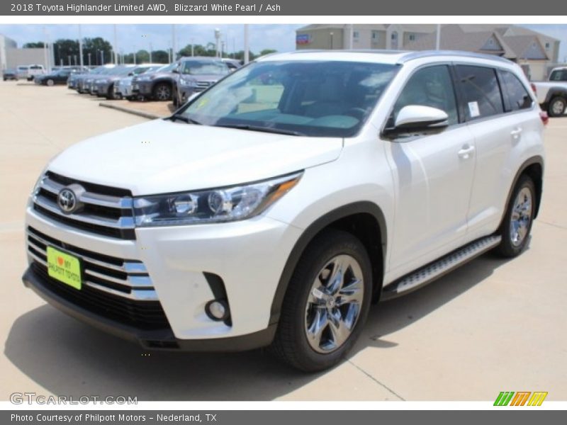 Blizzard White Pearl / Ash 2018 Toyota Highlander Limited AWD