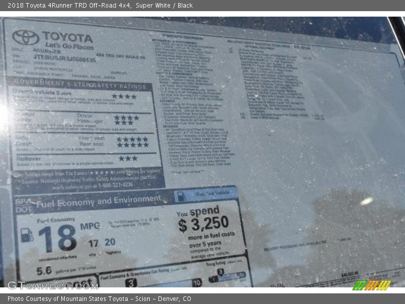 Super White / Black 2018 Toyota 4Runner TRD Off-Road 4x4