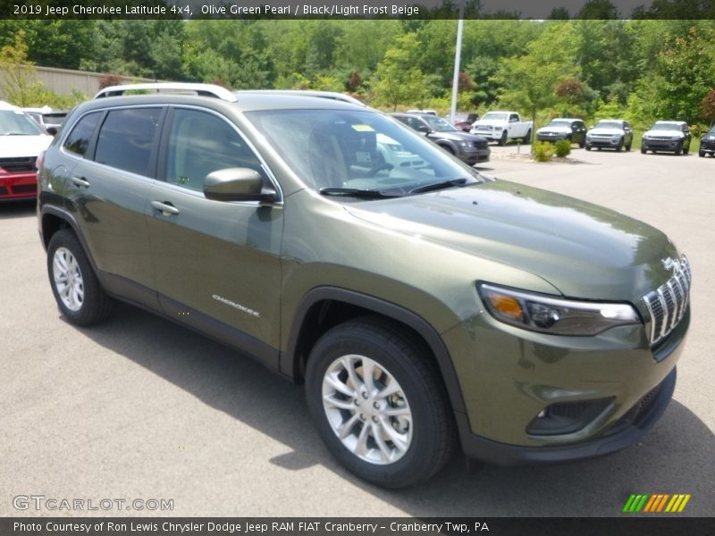 Olive Green Pearl / Black/Light Frost Beige 2019 Jeep Cherokee Latitude 4x4