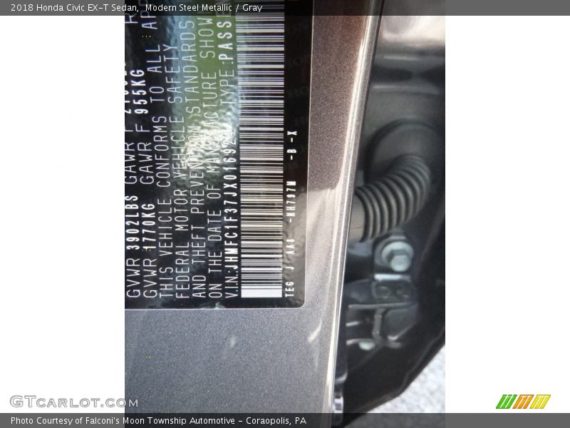Modern Steel Metallic / Gray 2018 Honda Civic EX-T Sedan