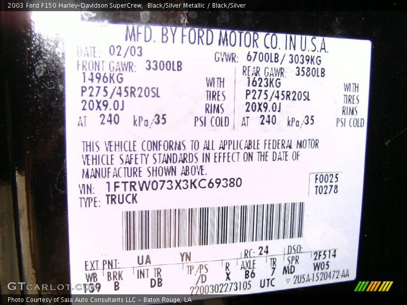 Black/Silver Metallic / Black/Silver 2003 Ford F150 Harley-Davidson SuperCrew