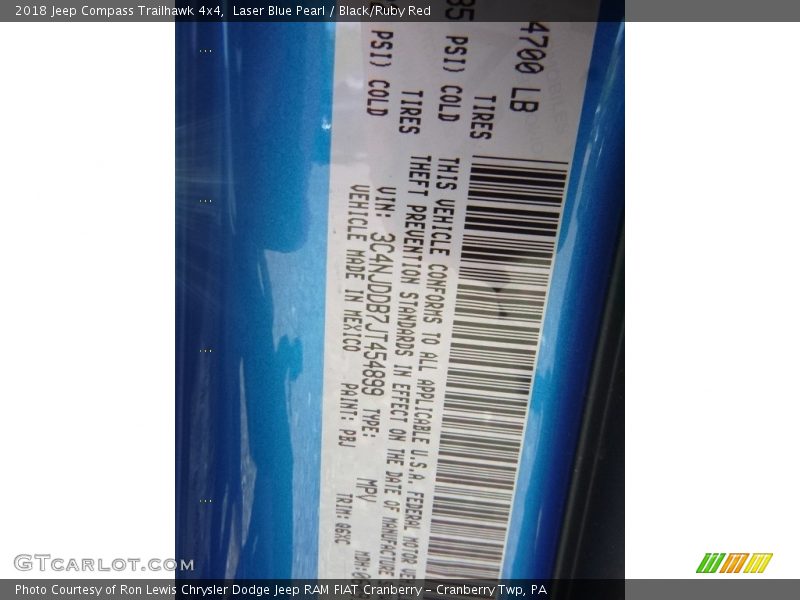 Laser Blue Pearl / Black/Ruby Red 2018 Jeep Compass Trailhawk 4x4